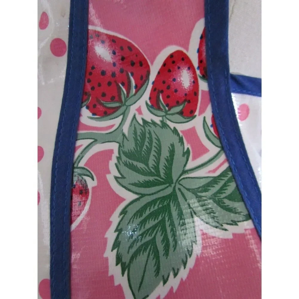 Retro Oilcloth Apron Strawberry Polka Dot Motif Limited Edition Print Excellent